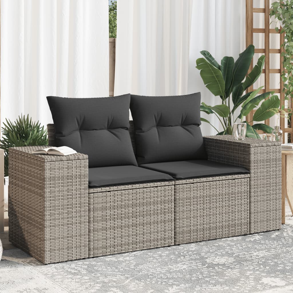 Tuinbank 2-Zits Met Kussens Poly Rattan