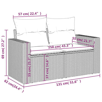 Tuinbank 2-Zits Met Kussens Poly Rattan