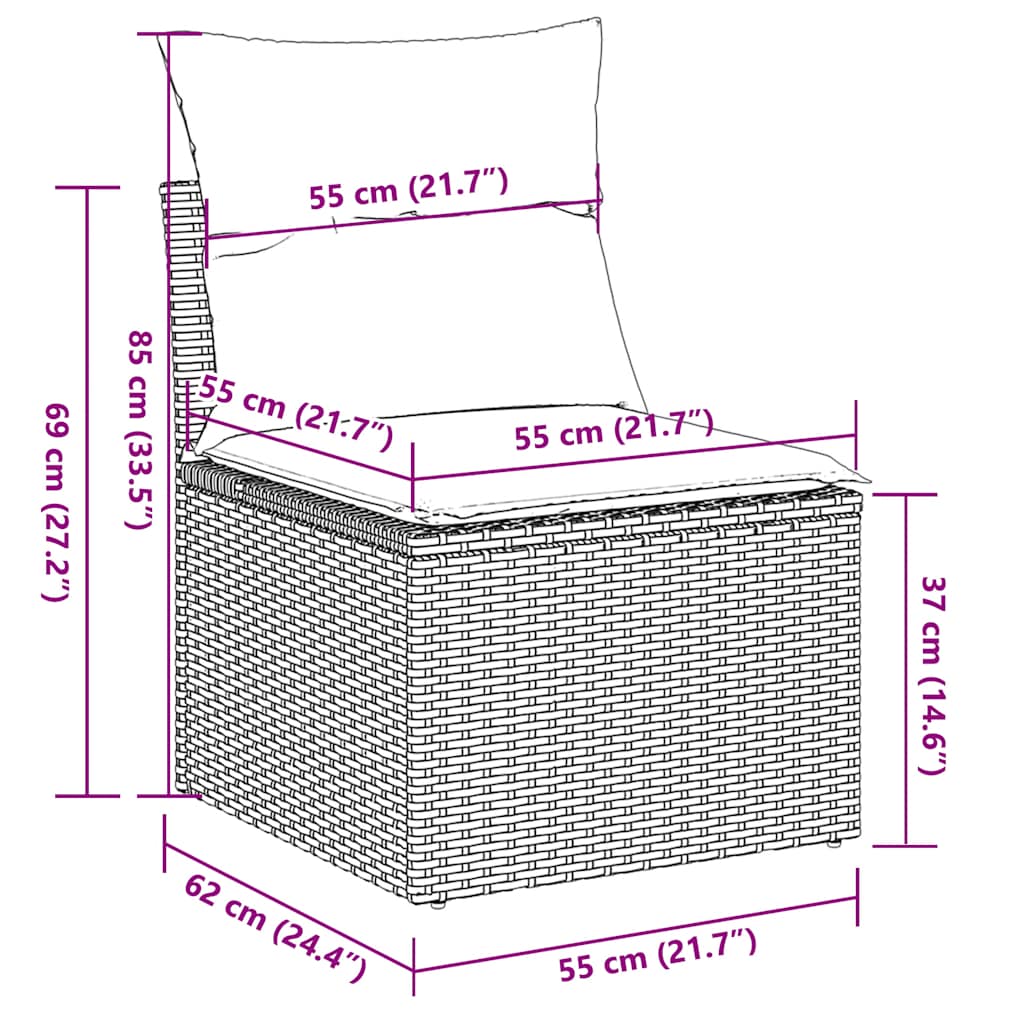 Tuinstoel Zonder Armleuning Met Kussens Poly Rattan
