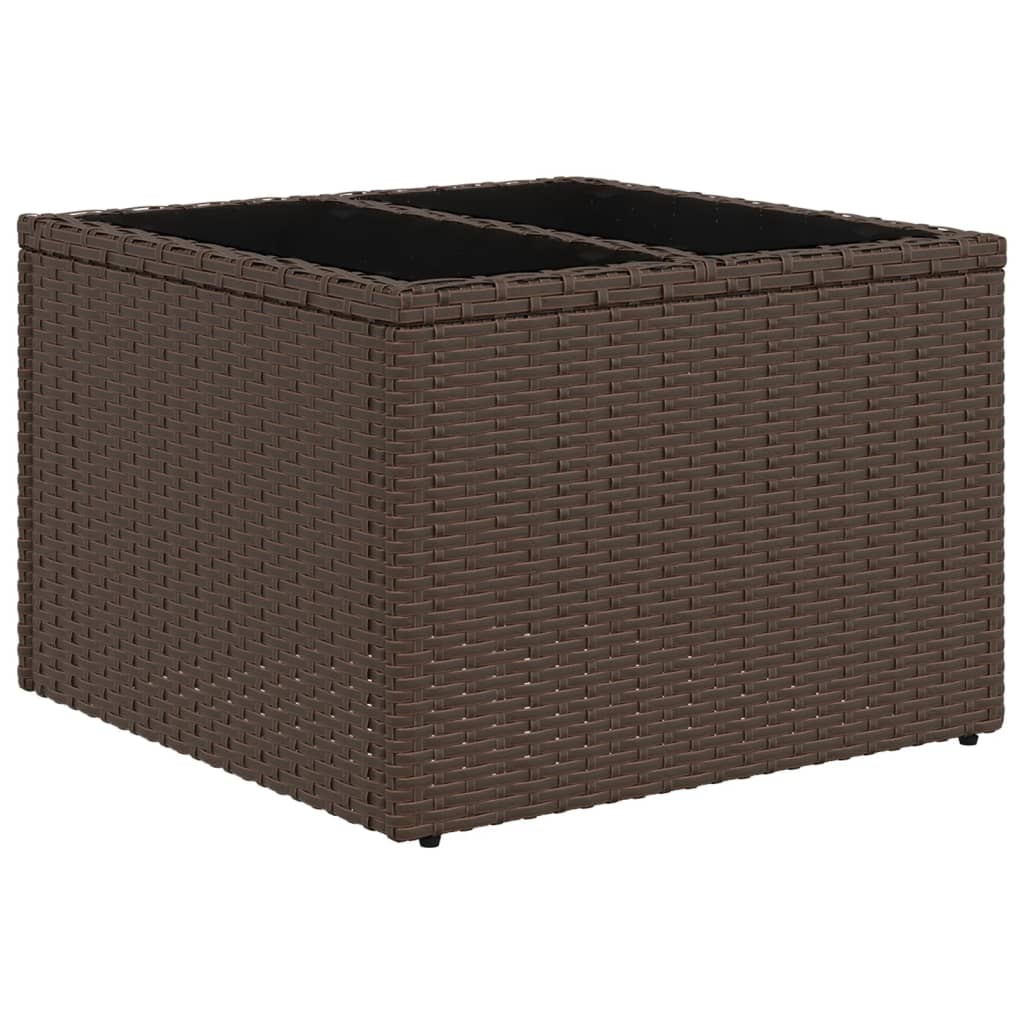 Tuintafel Met Glazen Blad 55X55X37 Cm Poly Rattan