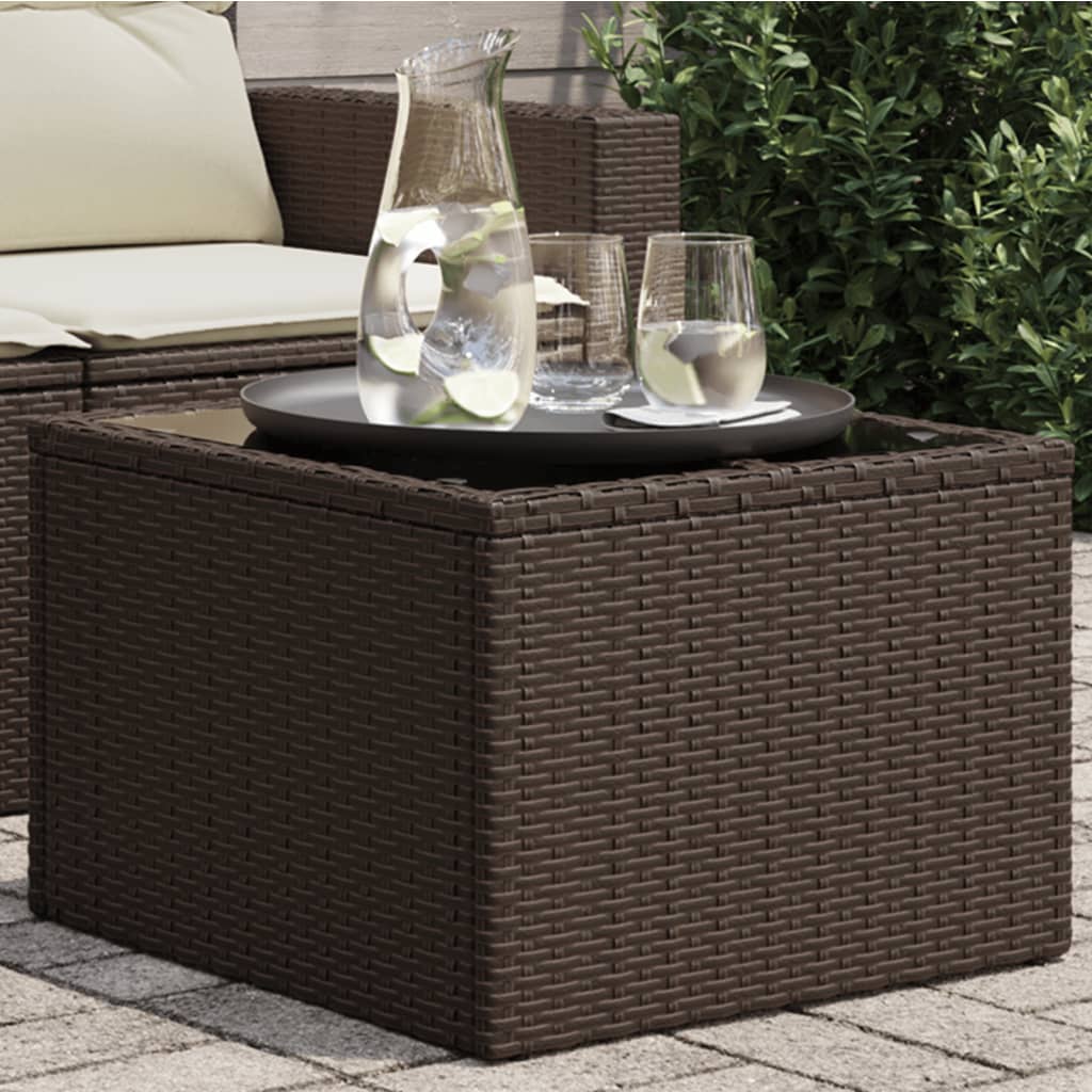 Tuintafel Met Glazen Blad 55X55X37 Cm Poly Rattan