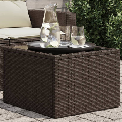 Tuintafel Met Glazen Blad 55X55X37 Cm Poly Rattan