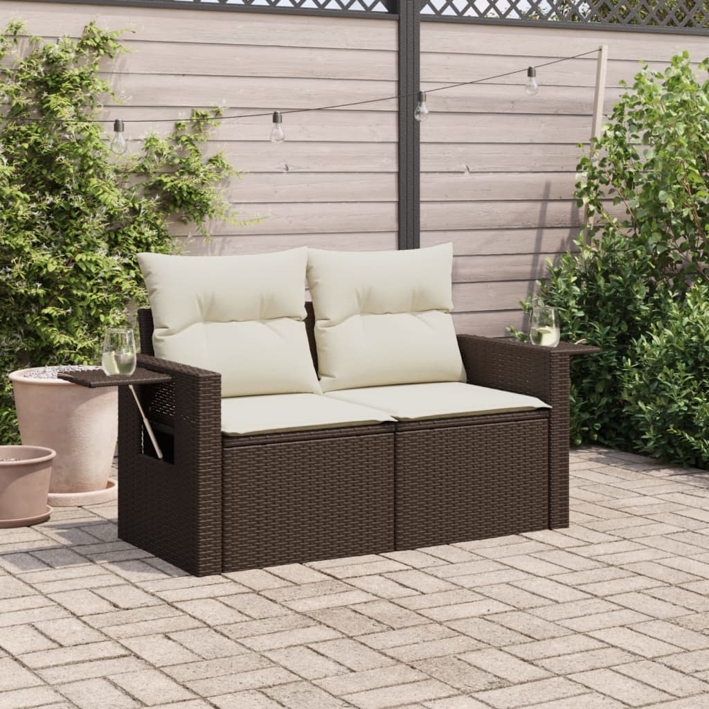 Tuinbank 2-Zits Met Kussens Poly Rattan