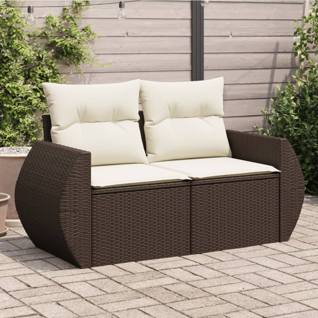 Tuinbank 2-Zits Met Kussens Poly Rattan