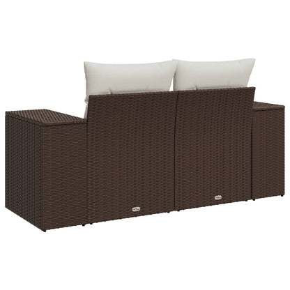 Tuinbank 2-Zits Met Kussens Poly Rattan