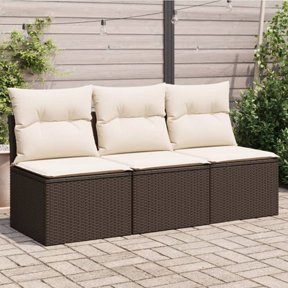 Tuinbank 3-Zits Met Kussens Poly Rattan