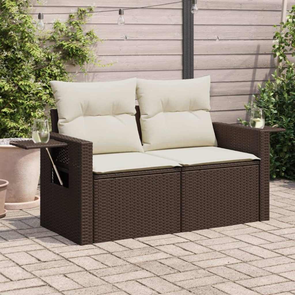 Tuinbank 2-Zits Met Kussens Poly Rattan