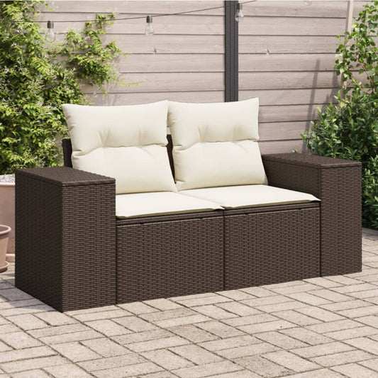 Tuinbank 2-Zits Met Kussens Poly Rattan