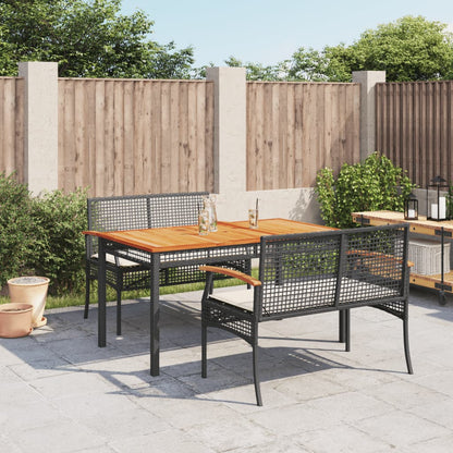 Tuinset Met Kussens Poly Rattan Zwart