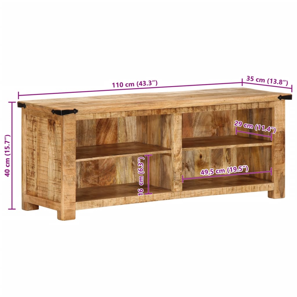 Tv-Meubel 110X35X40 Cm Massief Ruw Mangohout Geel