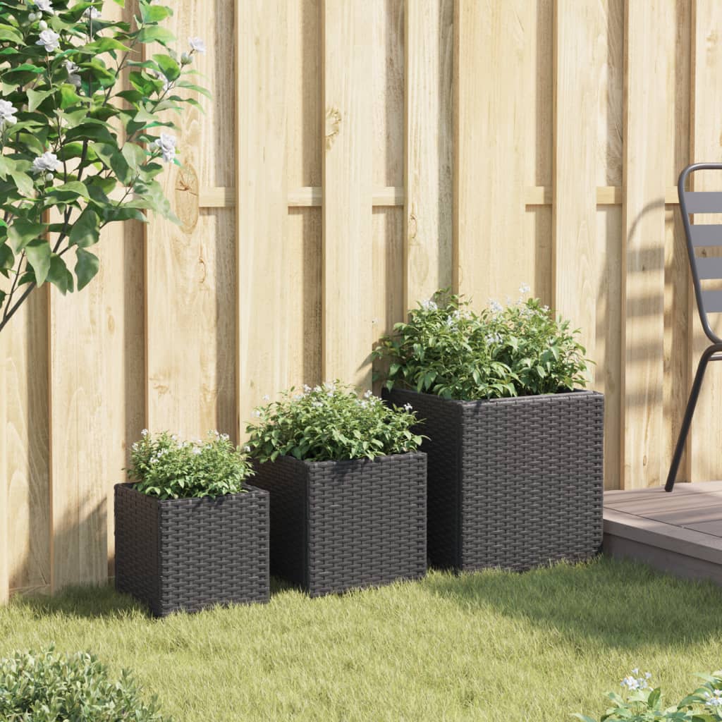 Plantenbakken 3 St Poly Rattan