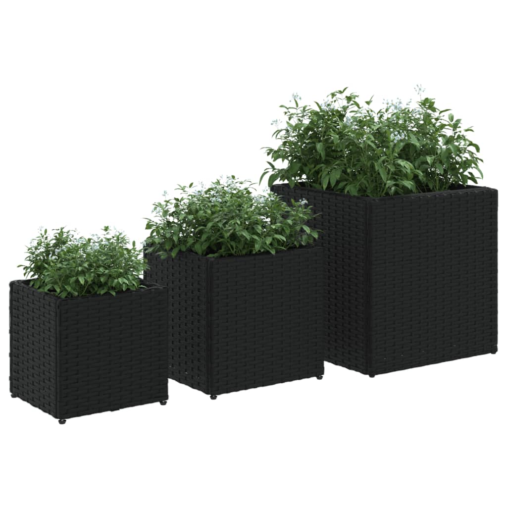 Plantenbakken 3 St Poly Rattan