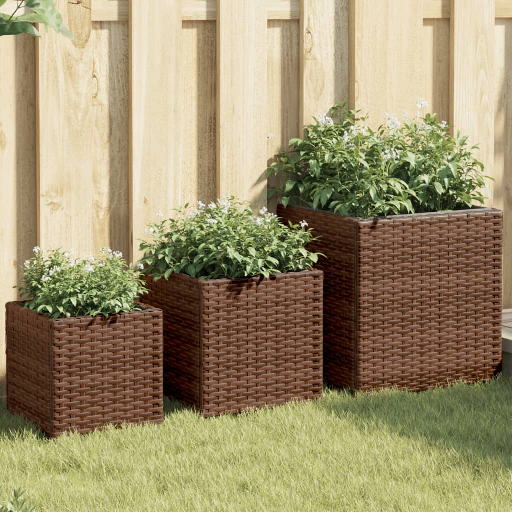 Plantenbakken 3 St Poly Rattan