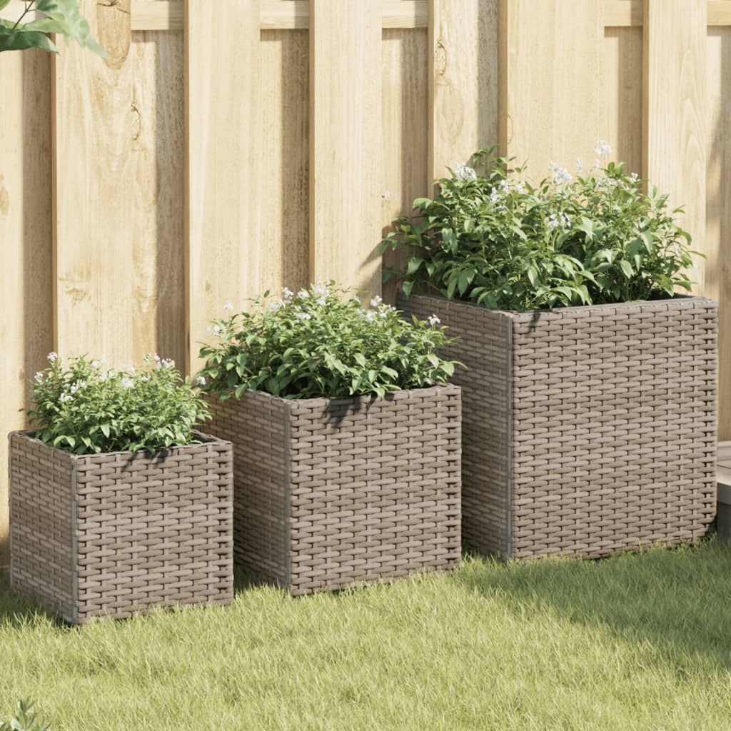 Plantenbakken 3 St Poly Rattan