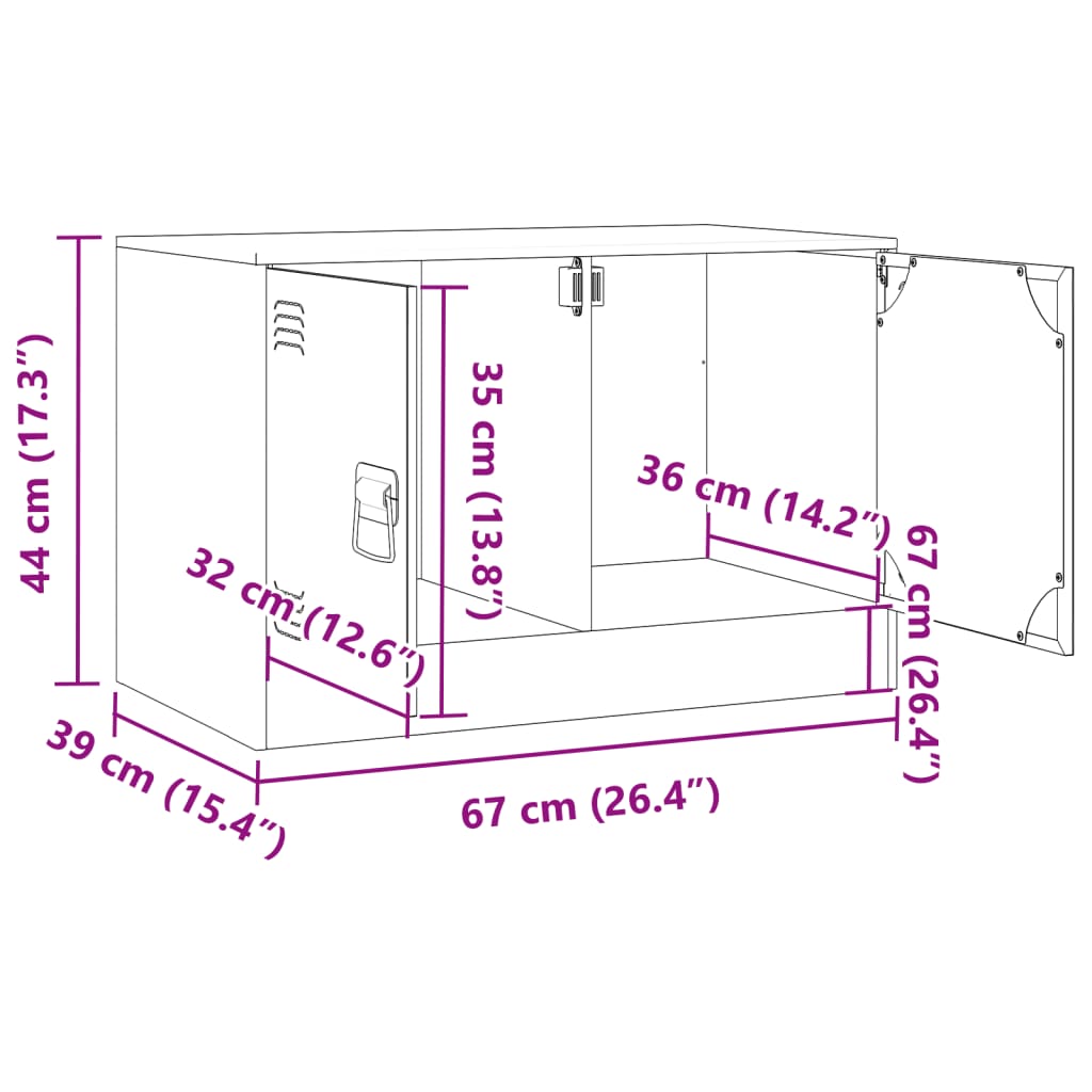 Tv-Meubel 67X39X44 Cm Staal