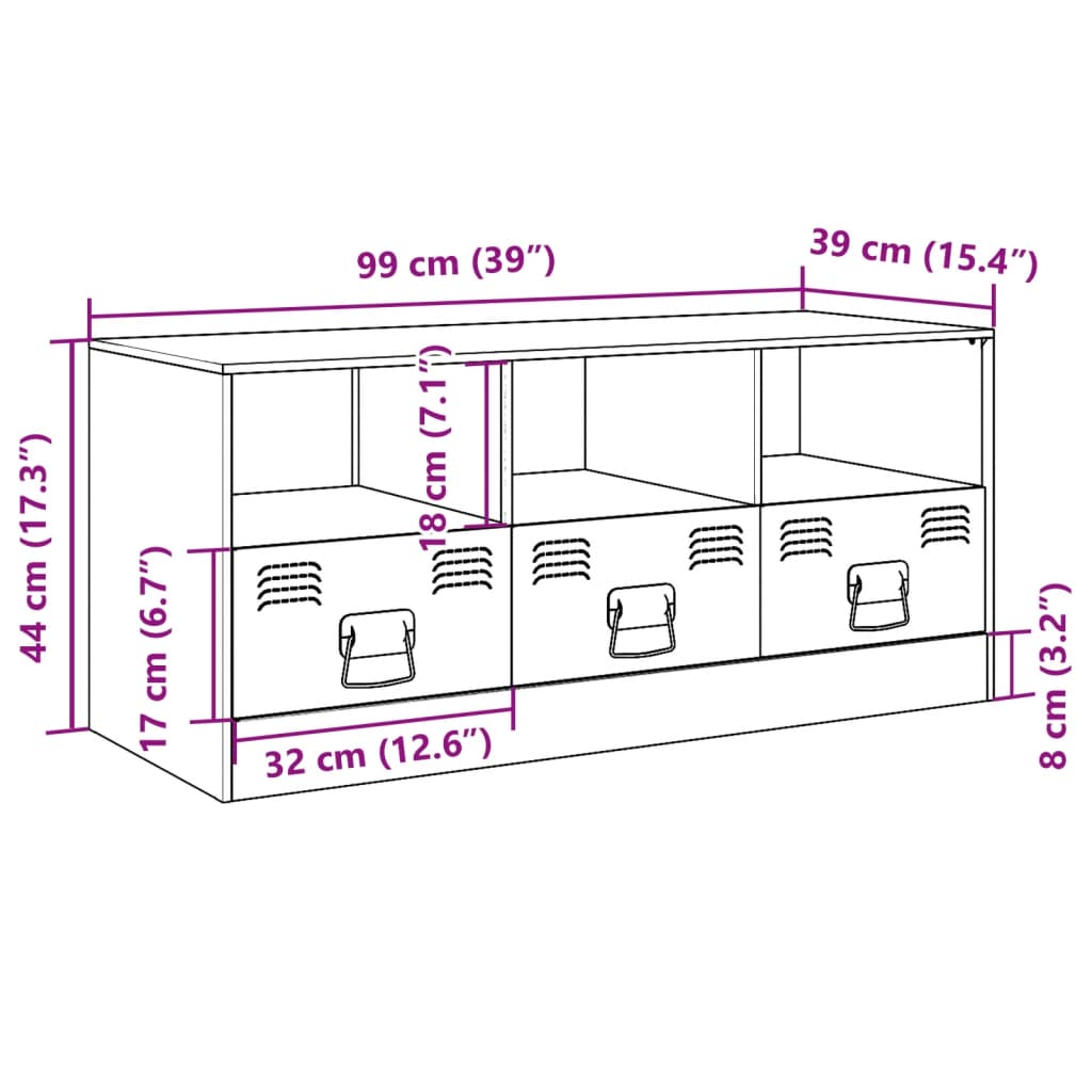 Tv-Meubel 99X39X44 Cm Staal