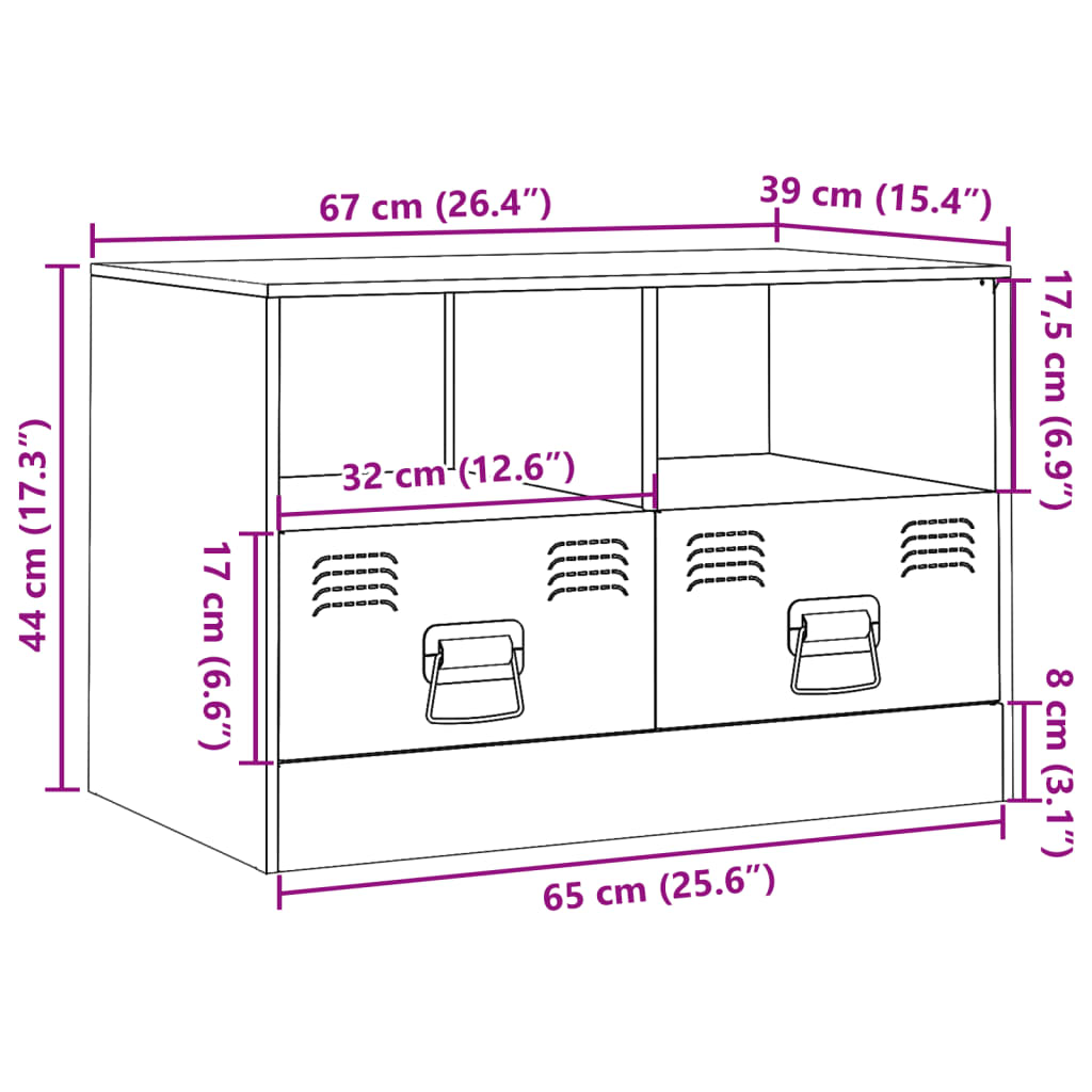 Tv-Meubel 67X39X44 Cm Staal