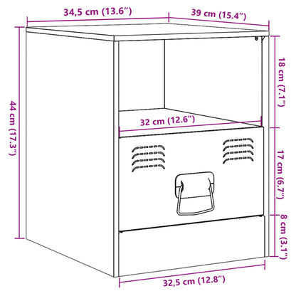 Nachtkastje 34,5X39X44 Cm Staal Olijf