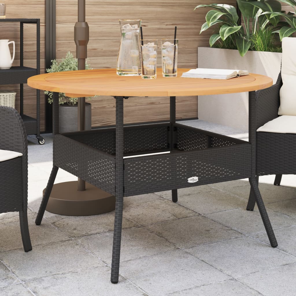 Tuintafel Met Acaciahouten Blad Ø110X71 Cm Poly Rattan