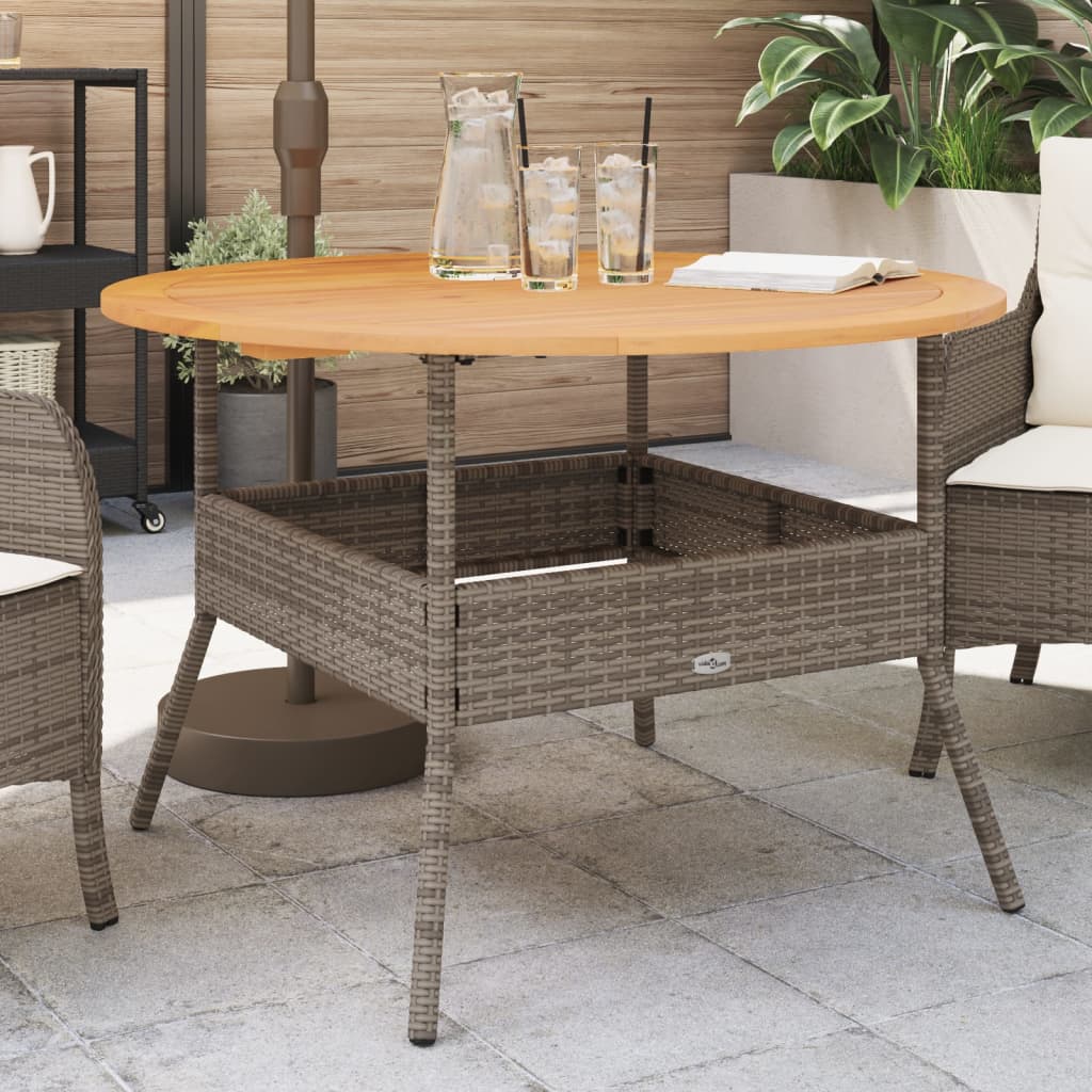 Tuintafel Met Acaciahouten Blad Ø110X71 Cm Poly Rattan