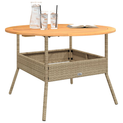 Tuintafel Met Acaciahouten Blad Ø110X71 Cm Poly Rattan