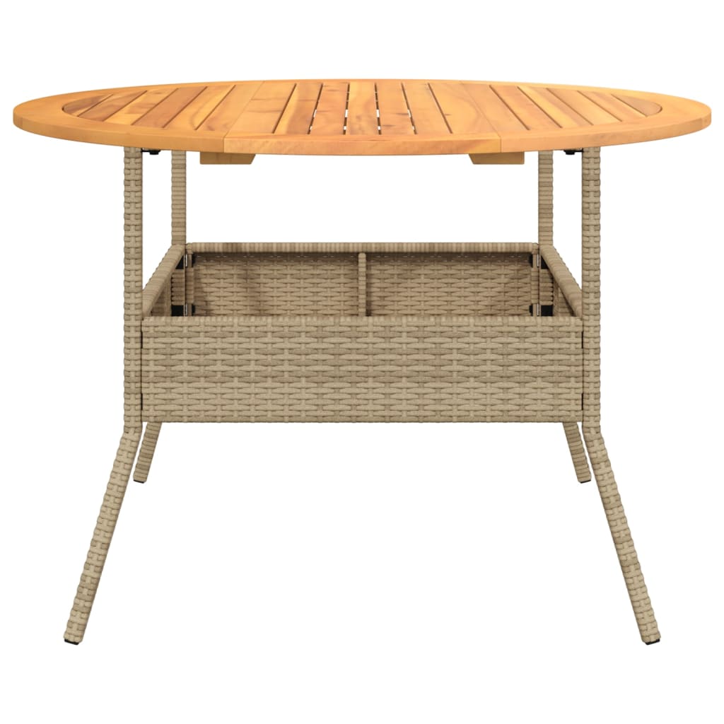 Tuintafel Met Acaciahouten Blad Ø110X71 Cm Poly Rattan