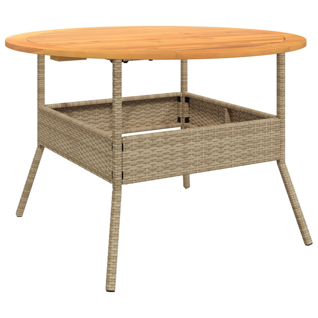 Tuintafel Met Acaciahouten Blad Ø110X71 Cm Poly Rattan