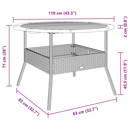 Tuintafel Met Acaciahouten Blad Ø110X71 Cm Poly Rattan