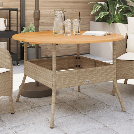 Tuintafel Met Acaciahouten Blad Ø110X71 Cm Poly Rattan