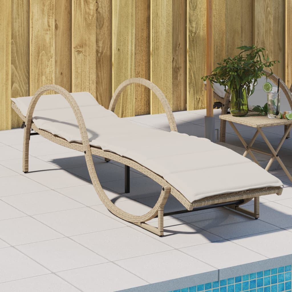 Ligbed Met Kussen 60X199X42 Cm Poly Rattan