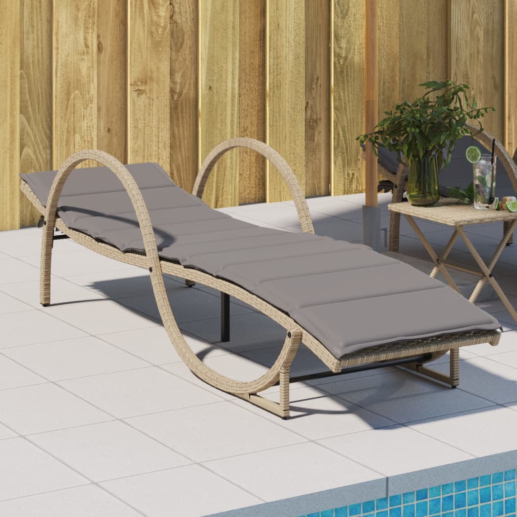 Ligbed Met Kussen 60X199X42 Cm Poly Rattan