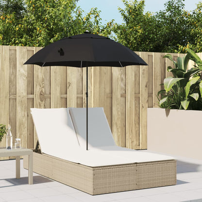 Ligbed 2-Persoons Met Kussens En Parasol Poly Rattan