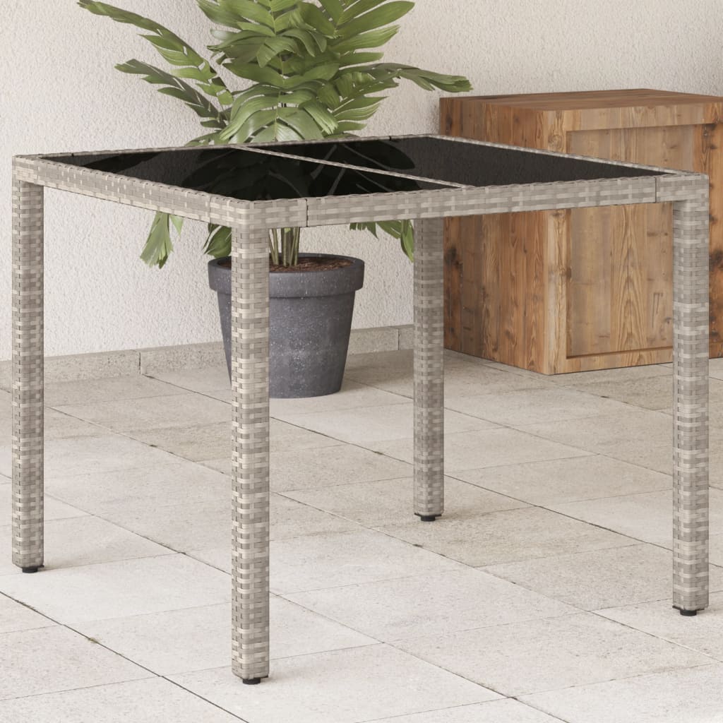 Tuintafel Met Glazen Blad 90X90X75 Cm Poly Rattan