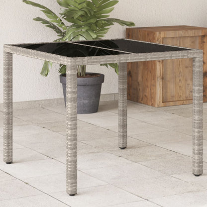 Tuintafel Met Glazen Blad 90X90X75 Cm Poly Rattan
