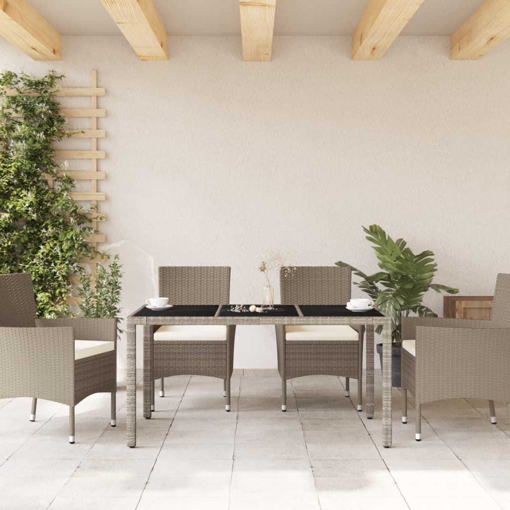 Tuintafel Met Glazen Blad 150X90X75 Cm Poly Rattan