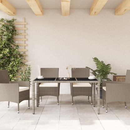 Tuintafel Met Glazen Blad 150X90X75 Cm Poly Rattan