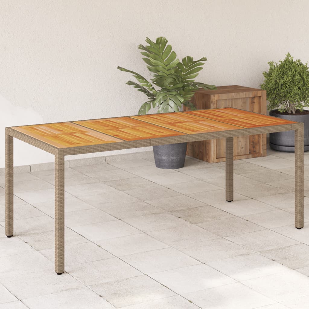 Tuintafel Met Acaciahouten Blad 190X90X75 Cm Poly Rattan