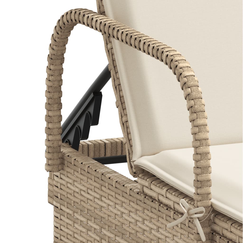 Ligbed Met Wielen En Kussen Poly Rattan