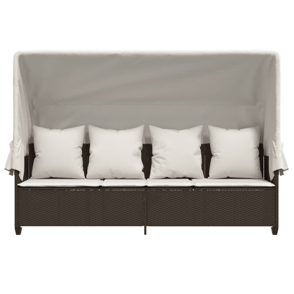 Ligbed En Kussens Poly Rattan