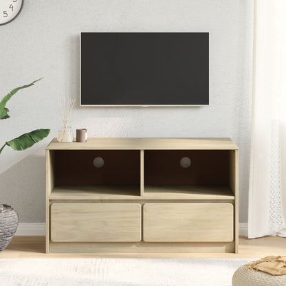 Tv-Meubel Sauda 99X43X55 Cm Massief Grenenhout Eikenkleurig