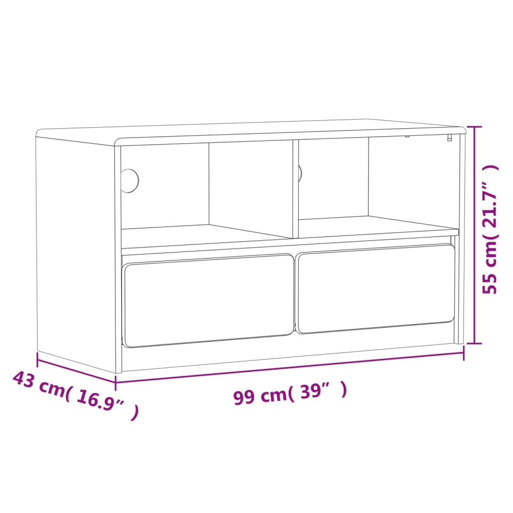 Tv-Meubel Sauda 99X43X55 Cm Massief Grenenhout Eikenkleurig