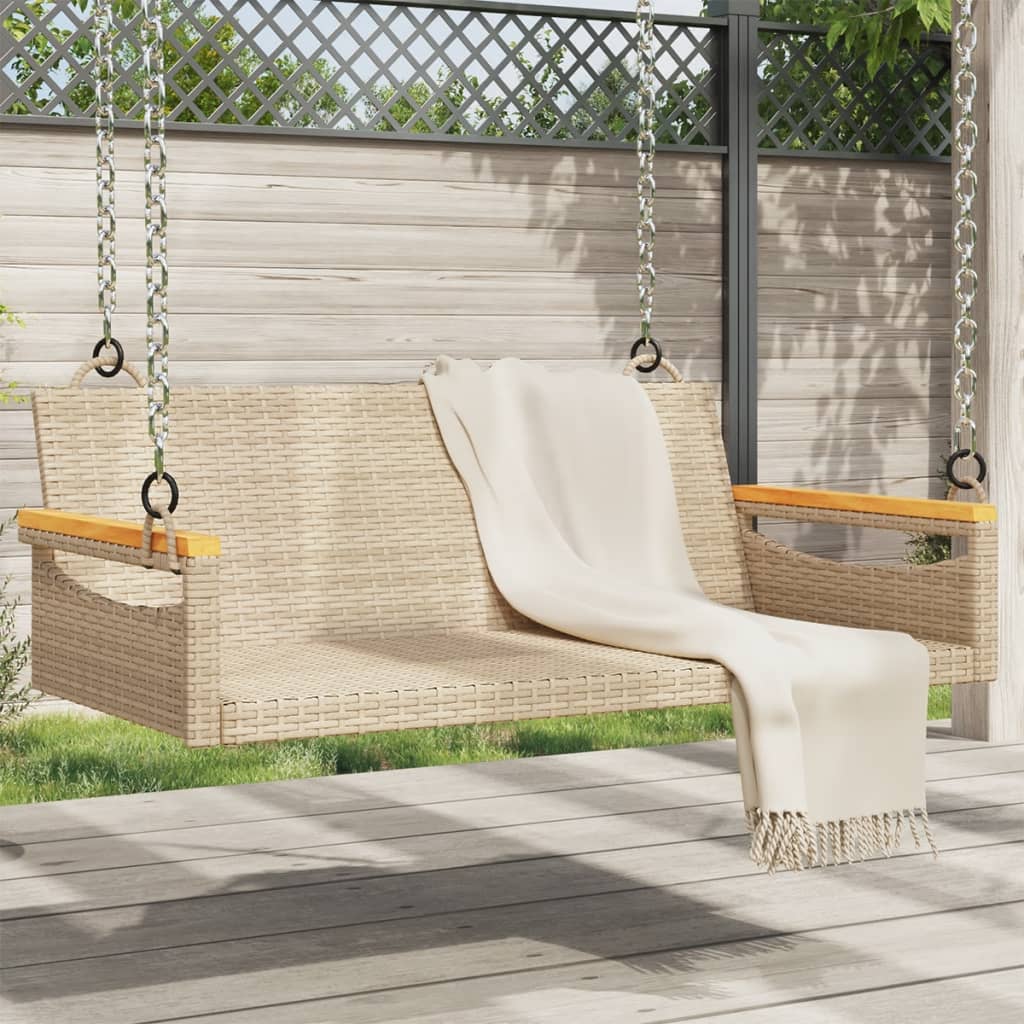 Schommelbank Met Kussens Poly Rattan Beige