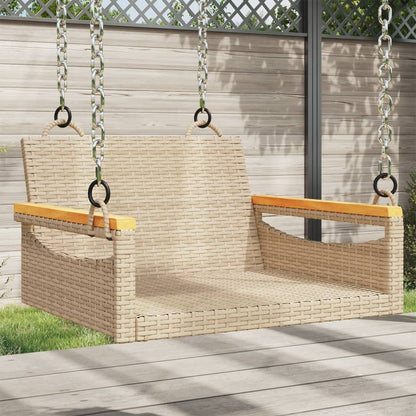 Schommelbank Met Kussens Poly Rattan Beige