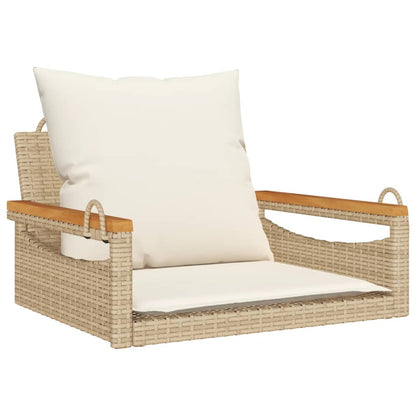 Schommelbank Met Kussens Poly Rattan Beige