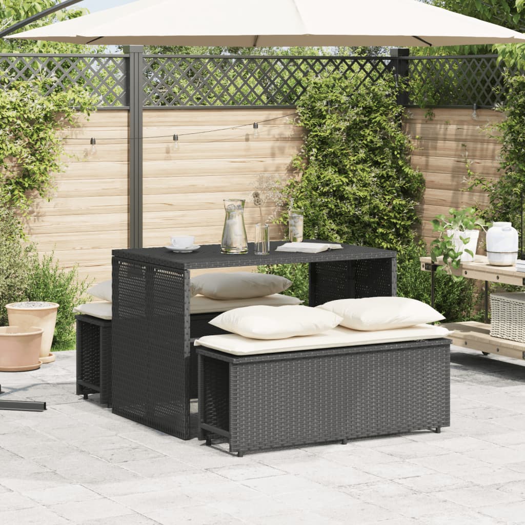 3-Delige Tuinset Met Kussens Poly Rattan