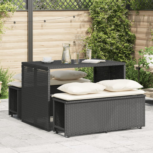 3-Delige Tuinset Met Kussens Poly Rattan