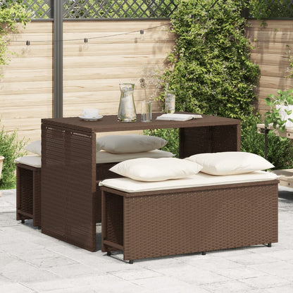 3-Delige Tuinset Met Kussens Poly Rattan