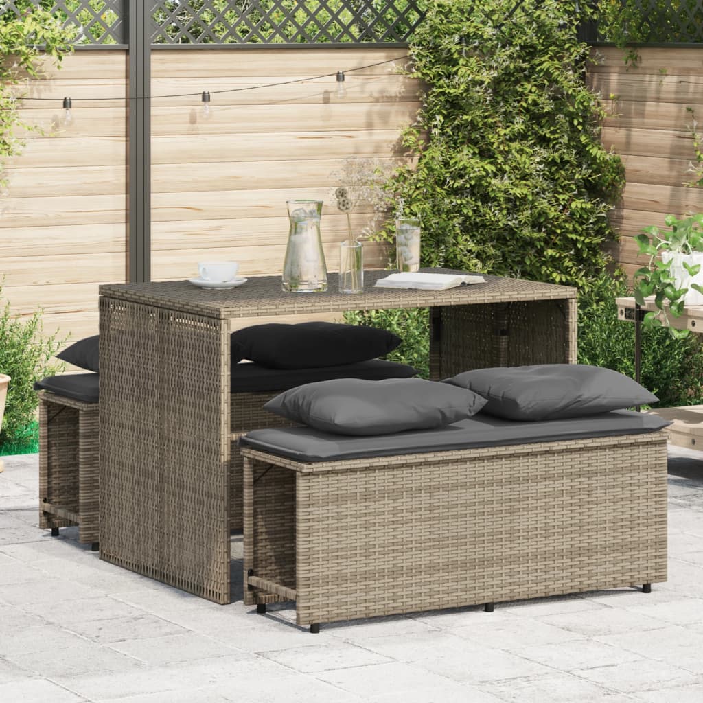 3-Delige Tuinset Met Kussens Poly Rattan