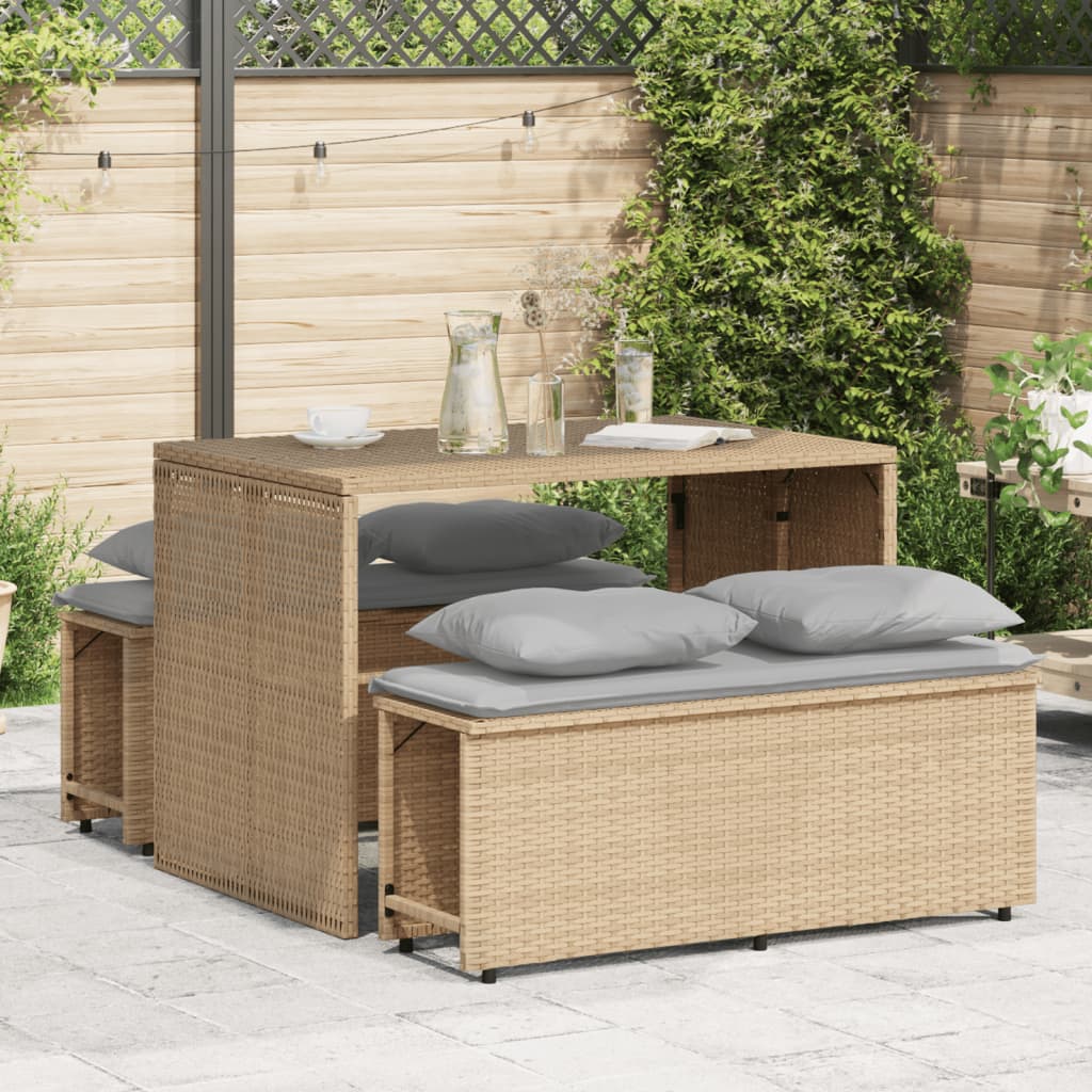 3-Delige Tuinset Met Kussens Poly Rattan