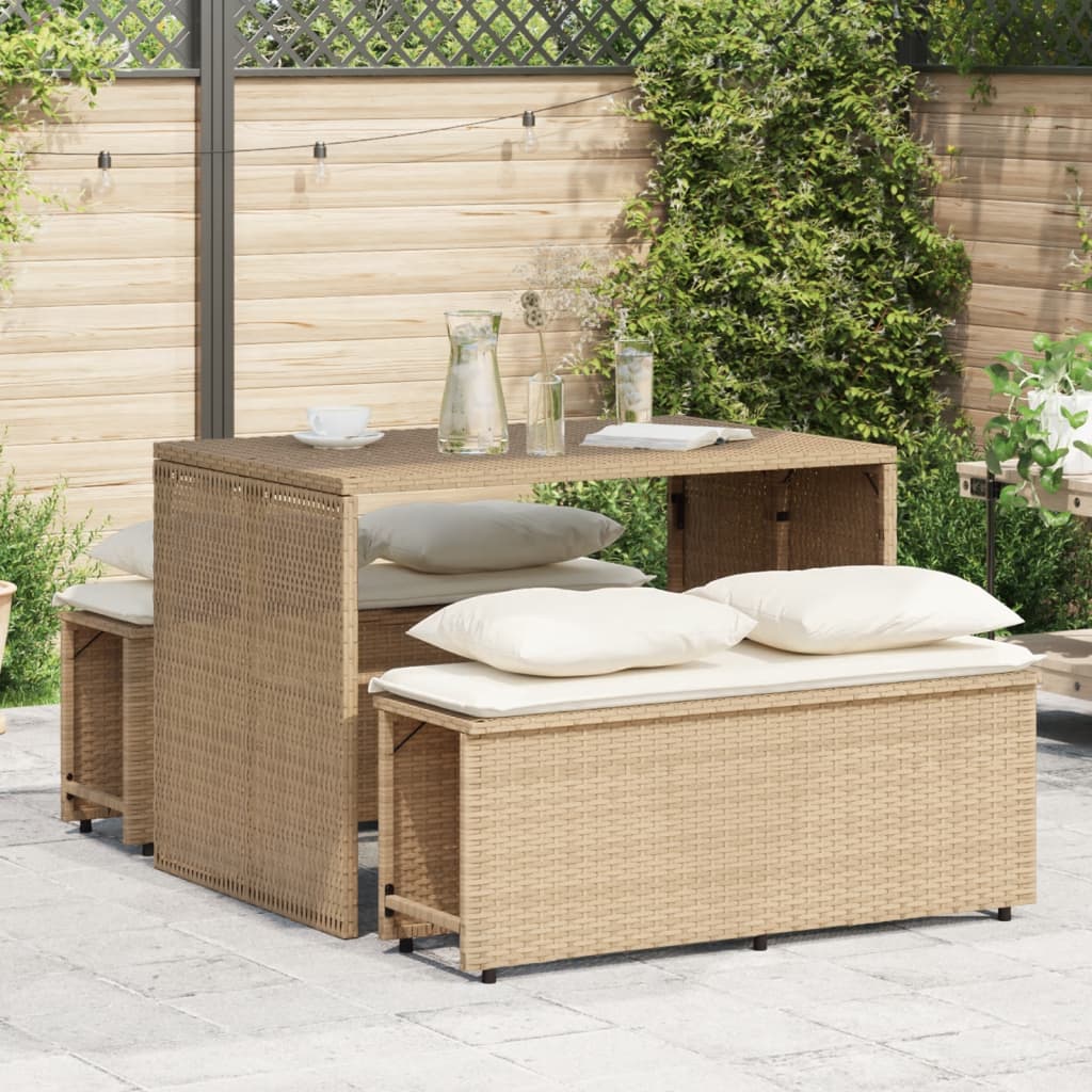 3-Delige Tuinset Met Kussens Poly Rattan